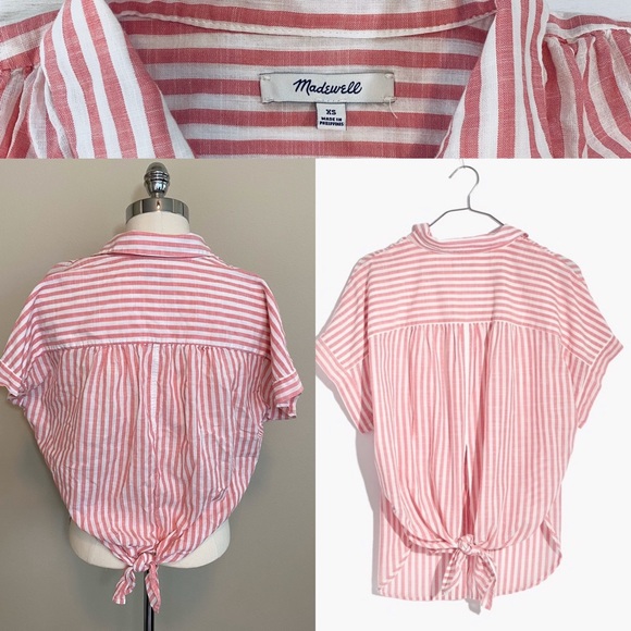 Madewell Pink Rose Stripe Tie Back Central Top XS - Picture 8 of 8